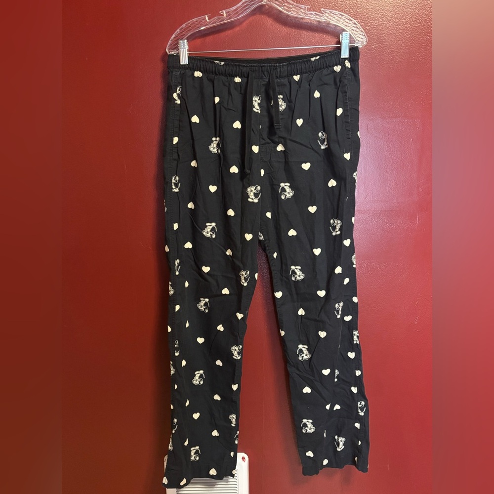 Gap × Disney Mickey Mouse pajama pants‎ Women’s Size M Black Tan Sleepy Minnie